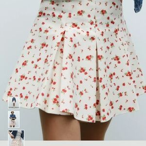 Zara White Floral Mini Skirt